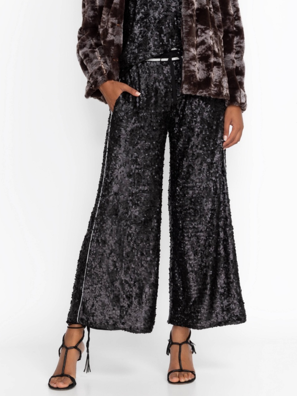 Johnny Was Gabie Sequin Wide-Leg Pants